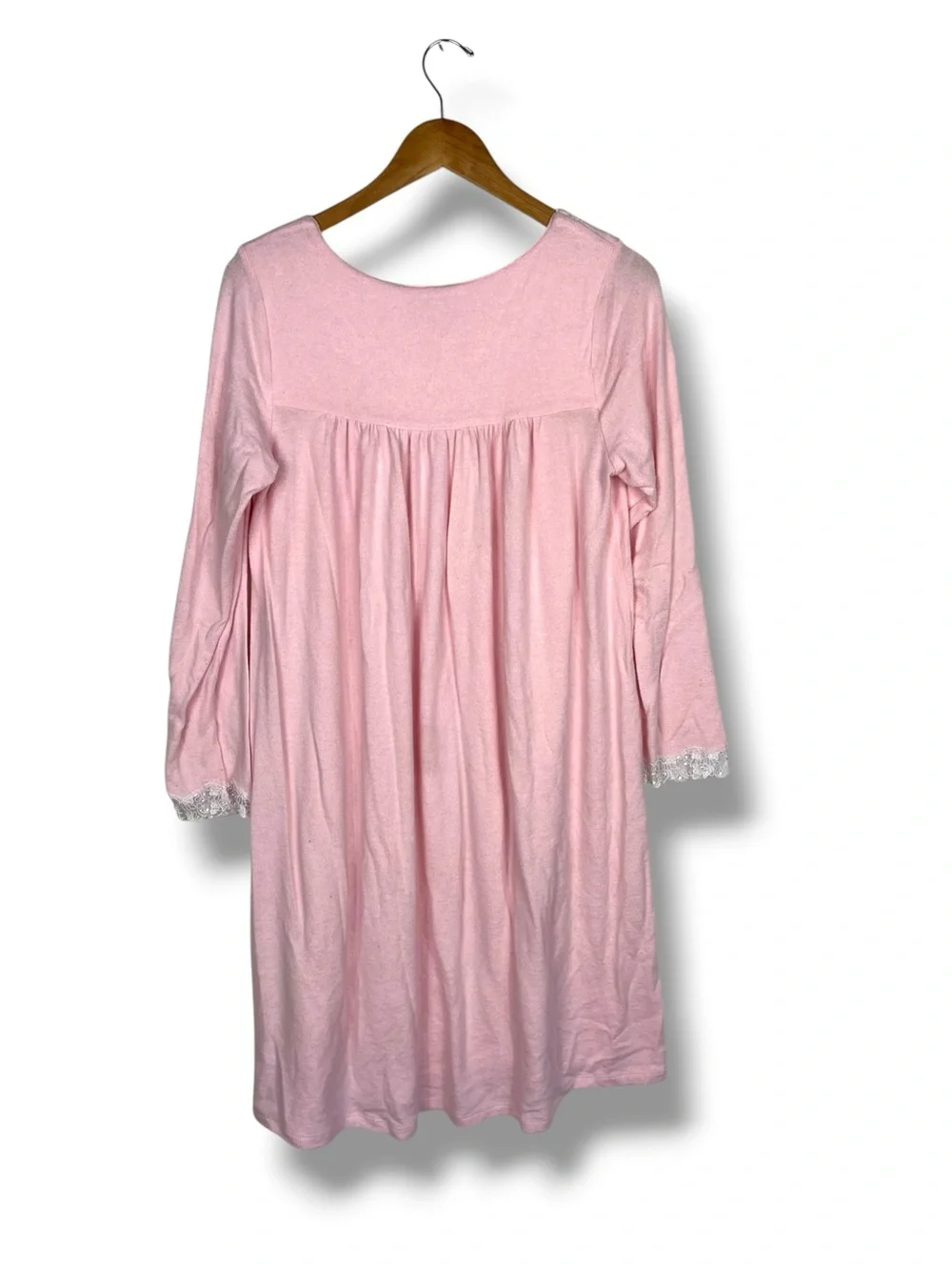 Eileen West Lace Trim Sweater Knit Ballet Nightgown Pink Size S Cottage Grandma